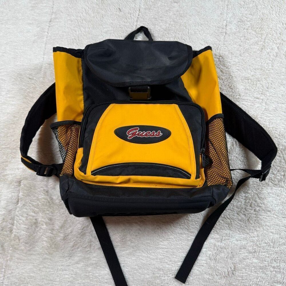 Vintage Y2K Guess Unisex Yellow Large Backpack